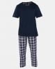 Brave Soul Short Sleeve Set With Check Pants Navy/Wine Photo