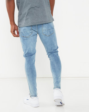 Photo of Brave Soul Skinny Fit Denim Jean With Knee Distressing Light Blue