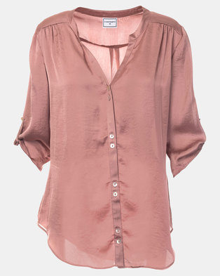 Photo of Contempo Hammered Satin Blouse Pink