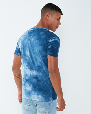 Photo of Utopia Tie Dye Placement Print T-shirt Blue
