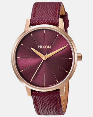 Photo of Nixon Kensington Leather Watch Rose Gold / Bordeaux