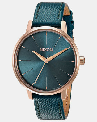 Photo of Nixon Kensington Leather Watch Rose Gold /Teal