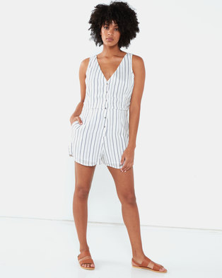 Photo of All About Eve Mirror Stripe Playsuit Navy and White Stripe