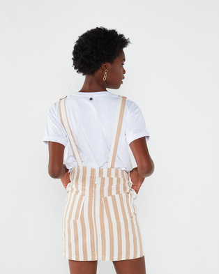 Photo of All About Eve Ridge Pinafore Dress Tan and White Stripe