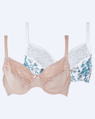 Photo of Playtex Digital Print Forever Lace 2 Pack Underwire Bra Ivy & Misty Rose/Oyster