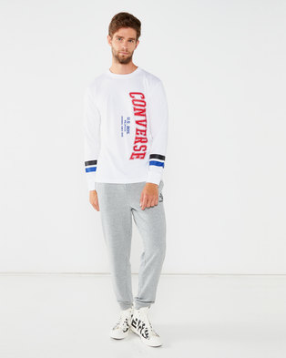 Photo of Converse Vertical Collegiate Text LS Tee White