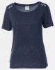 Contempo Top With Lace Trim Melange Navy Photo