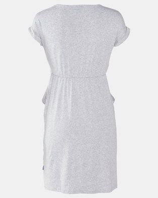 Photo of Cherry Melon Front Pocket T-shirt Dress Light Grey
