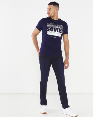 Photo of Soviet Coventry Printed Slim Fit T-shirt Navy