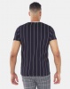 Brave Soul Fine Vertical Stripe T-Shirt Navy Photo