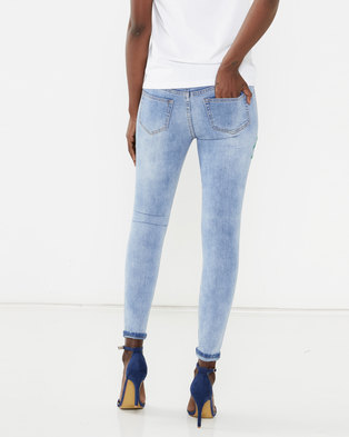 Photo of Brave Soul Floral Embroidery Skinny Jeans Blue