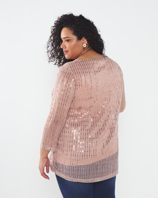 Photo of Queenspark Plus Collection Effervescent Sparkle Knit Top Pink