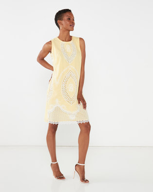 Photo of Queenspark Embroidered Sleeveless Woven Dress Yellow