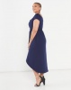 QUIZ Curve Bardot V Bar Wrap Dress Navy Photo