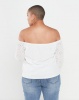 QUIZ Curve Bardot 3/4 Sleeve Top Cream Photo