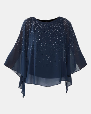 Photo of Queenspark Floaty Glam Woven Blouse Navy