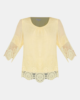 Photo of Miss Cassidy By Queenspark Bewitched Lace Trim Woven Top Yellow
