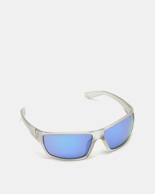 Photo of Dot Dash Private Eyes Sunglasses Grey Frost Satin / Blue Chrome