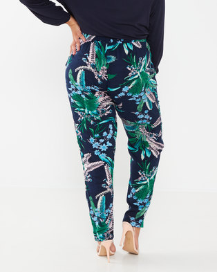 Photo of Queenspark Plus Collection Printed Woven Pants Navy