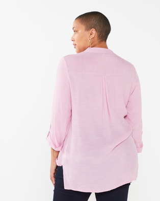 Photo of Queenspark Plus Collection Plain Ghost Woven Longer Length Shirt Pink