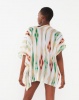 Joy Collectables Stripe Short Kaftan White/Green Photo