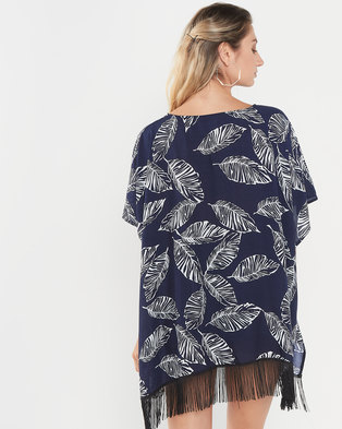 Photo of Joy Collectables Leaf Print Top With Fringe Multi