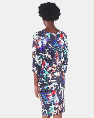 Photo of Michelle Ludek Tropical Print Stella Off Shoulder Midi Dress Multi