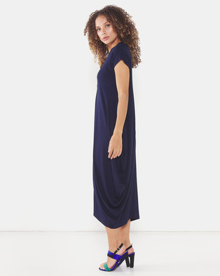 Photo of Michelle Ludek Sarah Ruched Front Midi Dress Navy
