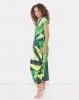 Michelle Ludek Geo Print Sarah Ruched Front Midi Dress Green Photo