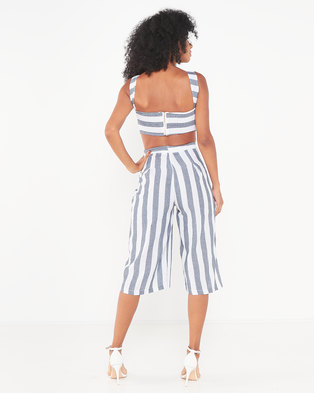 Photo of Royal T Striped Jumpsuit Grey and White
