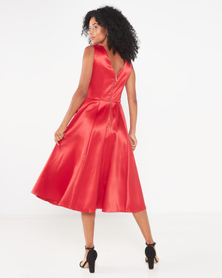 Photo of Closet London Panelled V-Back Dress Red