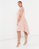 QUIZ Curves Lace High Low Dress Baby Pink Photo