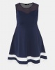 QUIZ Curves Skater Dress Navy/Cream Photo