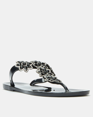 Photo of Queenspark Crystal Star Flowers Jelly Black Sandals