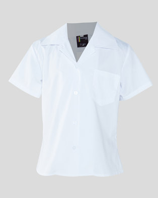 Photo of Schoolwear SA Girls 2 Pack Open Neck School Short Sleeve Shirt White
