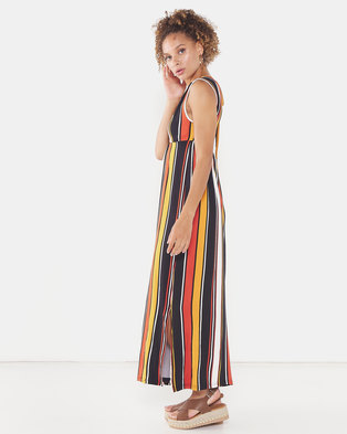 Photo of Legit Sleeveless Wrap Waisted Knit Maxi Dress Multi