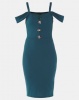 Legit Cold Shoulder Button Bodice Dress Teal Photo