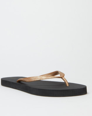 Photo of Lizzy Darcy Contrast Strap Flip Flop Black/Gold