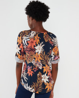 Photo of Queenspark Floral Printed Woven Blouse Navy