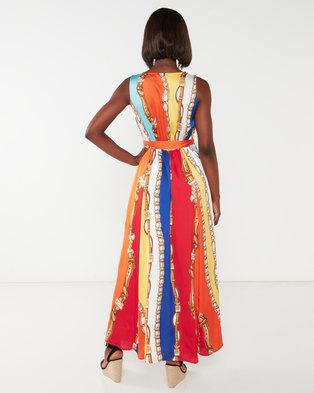 Photo of cathnic By Queenspark Cath Nic By Queenspark Chain Printed Maxi Woven Dress Orange