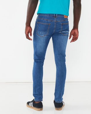 Photo of K-Star 7 Bear Stretch Skinny Denim Jeans Mid Blue