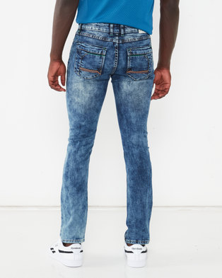 Photo of K-Star 7 Acid Washed Stretch Denim Jeans Indigo