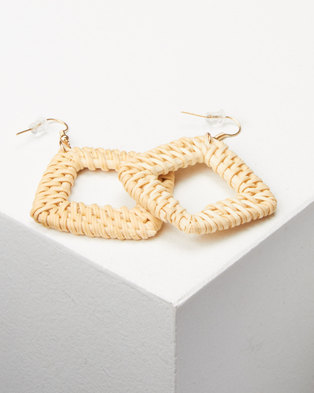 Photo of Lily Rose Lily & Rose Natural Woven Square Drop Earrings Neutral
