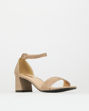 Photo of Legit S19 Flared Low Block Heels with Closed Quarter Taupe