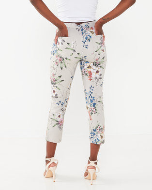 Photo of Queenspark Floral Printed Bengaline Tramline Trousers Stone