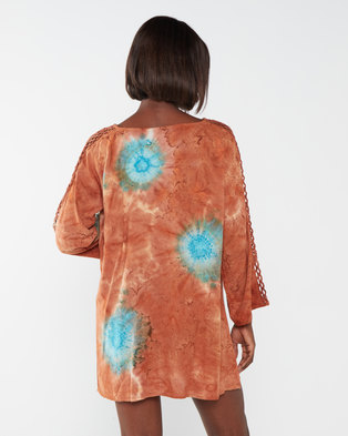 Photo of Allegoria Toe Dye with Handmade Chrystal Beadwork Dress Orange