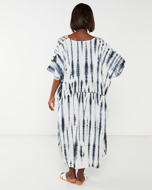 Photo of Allegoria Tie Dye Print With Embroidery Dress Blue