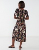Brave Soul Short Sleeve Print Dress Black Floral Photo