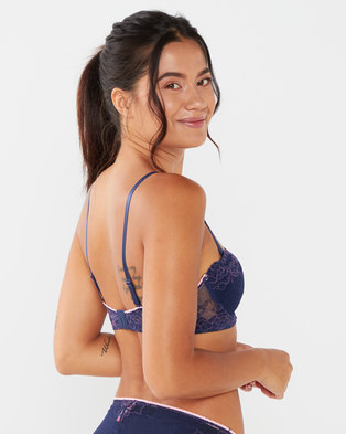 Photo of Kangol 2 Pack Lace Detail Balconette Bra Navy & Coral