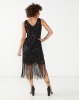 cath.nic By Queenspark 20'S Shift Tassel Detail Knit Dress Black Photo